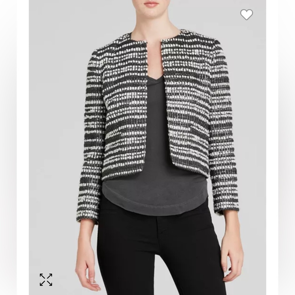 Alice & Olivia - Kidman Boxy Black & White Striped Jacket - size Small *Flawed*